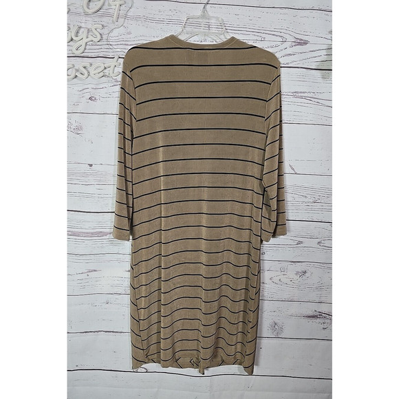 Chico's Travelers Brown Striped Clambake Long Sleeve Duster Jacket Womans 1 Med - Picture 2 of 5